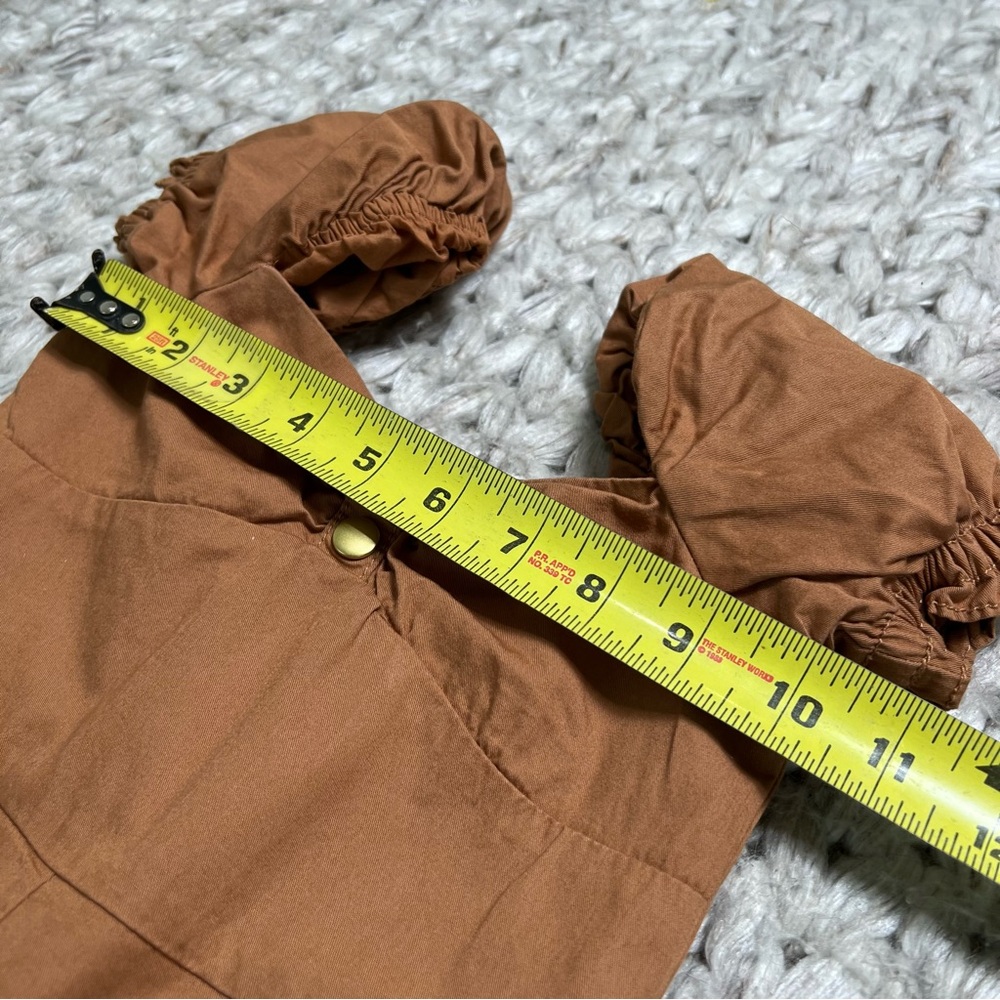 Janie & Jack 2T Romper Brown with Puffed Sleeves - Picture 11 of 12